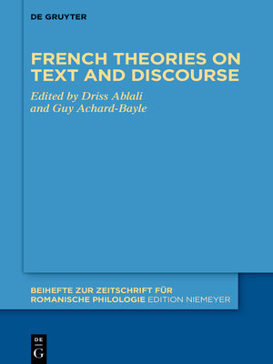 cover image of French theories on text and discourse